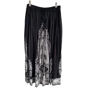 Gypsie Blu Black White Long Boho‎ Peasant Maxi Skirt Sz S
